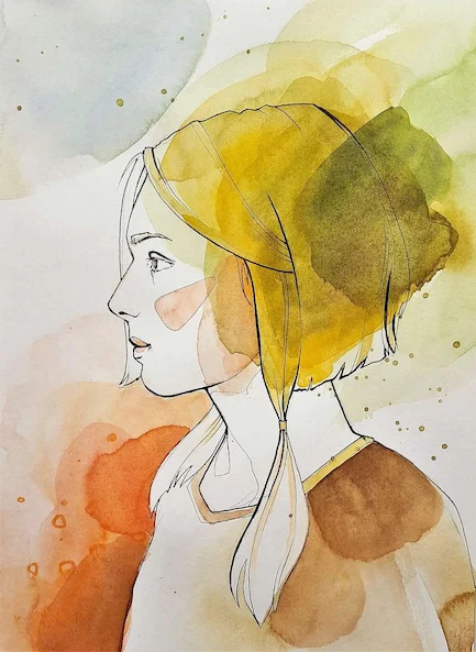 Watercolour painting of girl